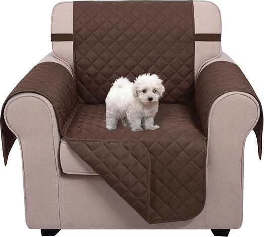 U-NICE HOME Recliner Chair Covers Reversible Chair Cover Pet Covers for Dogs with Elastic Straps Water Resistant Diamond Quilted (23''Recliner Small, Chocolate/Chocolate)