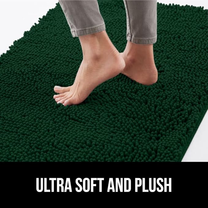 GORILLA GRIP SOAKSTOPPER Dog Door Mat, Machine Washable Rug Absorbent Doormat Captures Moisture Mud Dirt, Quick Dry Soft Chenille Entryway Rugs Indoor Entrance Mats for Dog Paws, 24x17 Deep Green