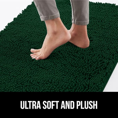 GORILLA GRIP SOAKSTOPPER Dog Door Mat, Machine Washable Rug Absorbent Doormat Captures Moisture Mud Dirt, Quick Dry Soft Chenille Entryway Rugs Indoor Entrance Mats for Dog Paws, 24x17 Deep Green