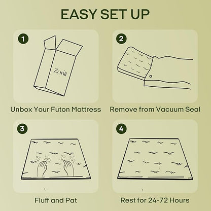 ZonLi Japanese Floor Futon Mattress Full Size 80"x 54", 100% Cotton Cover 2.5'' Thicken Tatami Mattress, Foldable Sleeping Pad, Portable Dormitory Tatami Mat
