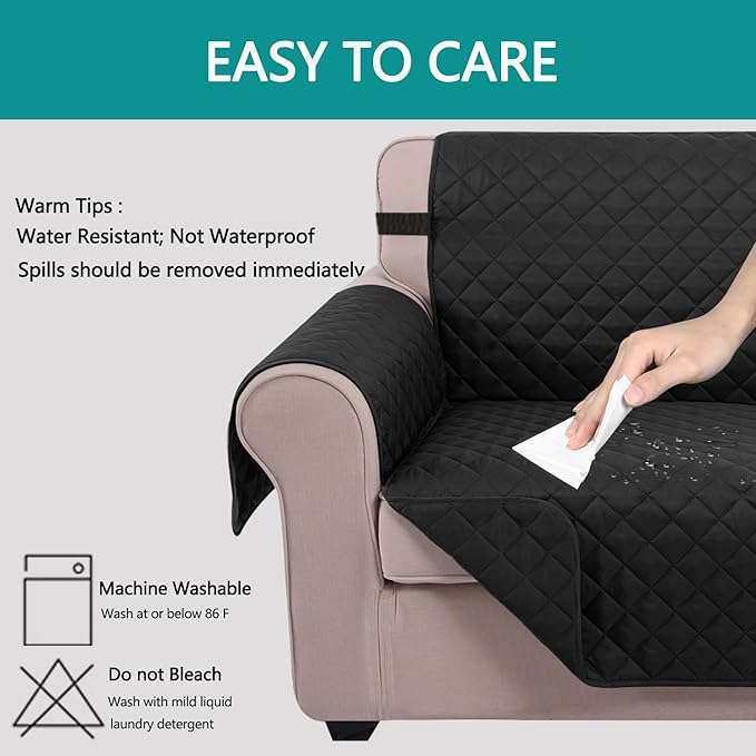 U-NICE HOME Futon Sofa Covers Reversible Sofa Slipcover Armless Cover Furniture Protector Couch Cover Water Resistant (Futon, Black/Black)
