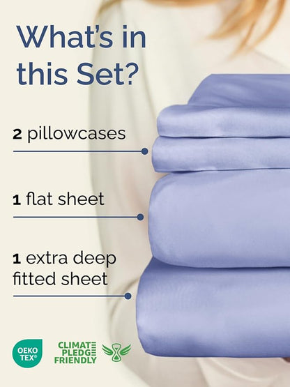 Extra Deep Pocket King Sheets - 4 Piece Breathable & Cooling Bed Sheets - Hotel Luxury Bed Sheet Set - Soft, Wrinkle Free & Comfy - Easily Fits Extra Deep Mattresses - Deep Pocket Lavender Sheets Set