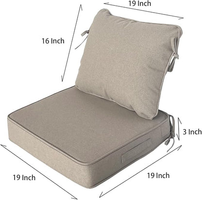 Goodgoods 19"x19" Outdoor Universal Cushion Set of 1 Water-Proof Stain-Resistant UV Resistant Weather Resistant High Resilience Foam Patio Cushions with Handles & Ties Riverbed