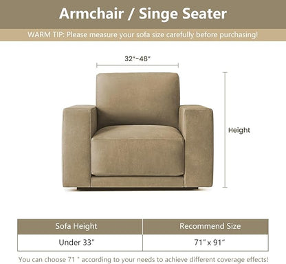 MYSKY HOME Chair Covers Armchair, Recliner Chair Cover Beige Couch Cover, Sofa Covers for Sectional Sofa L Shape Oversized Couch Covers Protector for Dogs Pets Couch Throw Slipcover Washable, 71"X91"