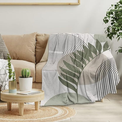 Boho Mid Century Throws Blankets Beige Yellow Modern Abstract Throw Blankets Minimalist Sun Boho Geometric Aesthetic Soft Warm Bed Bedding Women Blankets for Couch Bedroom Office 50"x60"