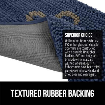 GORILLA GRIP SOAKSTOPPER Dog Door Mat, Machine Washable Rug Absorbent Doormat Captures Moisture Mud Dirt, Quick Dry Soft Chenille Entryway Rugs Indoor Entrance Mats for Dog Paws, 24x17 Navy