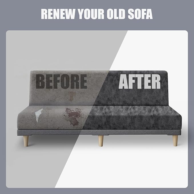 molasofa Leather Like Stretch Futon Slipcover Armless Futon Bed Sofa Cover Furniture Protector with Elastic Bottom, Soft and Washable Futon Cover for Sofa Bed Stay in Place（Larger，Light Grey）