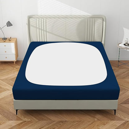 PureFit Stretchy Box Spring Cover Twin - Elastic Fitted Box Spring Wrap Around 4 Sides, Wrinkle & Fading Resistant Fits Twin Size Beds, Navy