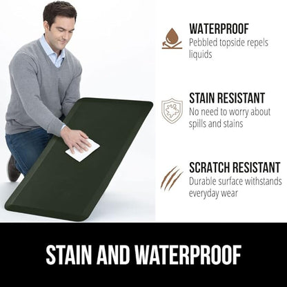 GORILLA GRIP Comfortable Cushioned Kitchen Mats for Floor, 39x20, Waterproof and Stain Resistant Soft Top, 3/4 Inch Thick Ergonomic Standing Desk Anti Fatigue Mat, Foam Supports Feet, Hunter Green