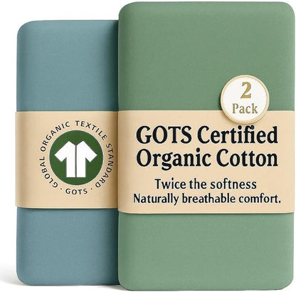 GOTS Organic Bedside Bassinet Sheets 33x20 for Maxi COSI Iora, Newton, Cowiewie, Baby Delight, Mika Micky, Ronbei, Koola Baby Bond, Kidsclub, Luxury Turkish Cotton - Rectangle 32x19-33x20