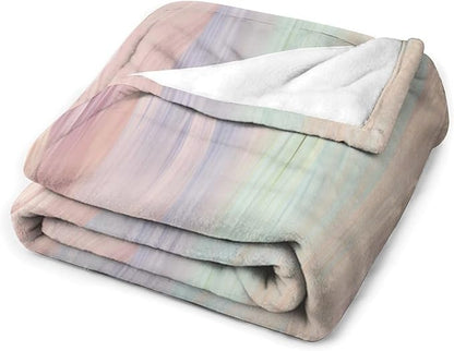 Fashion Gradient Blanket, Modern Abstract Art Colorful Pink Painting Strokes Pattern Soft Warm Cozy Plush Flannel Covers for Livingroom Bedroom Couch Chair Camping Travel Home Decor Tapestry 60x80in