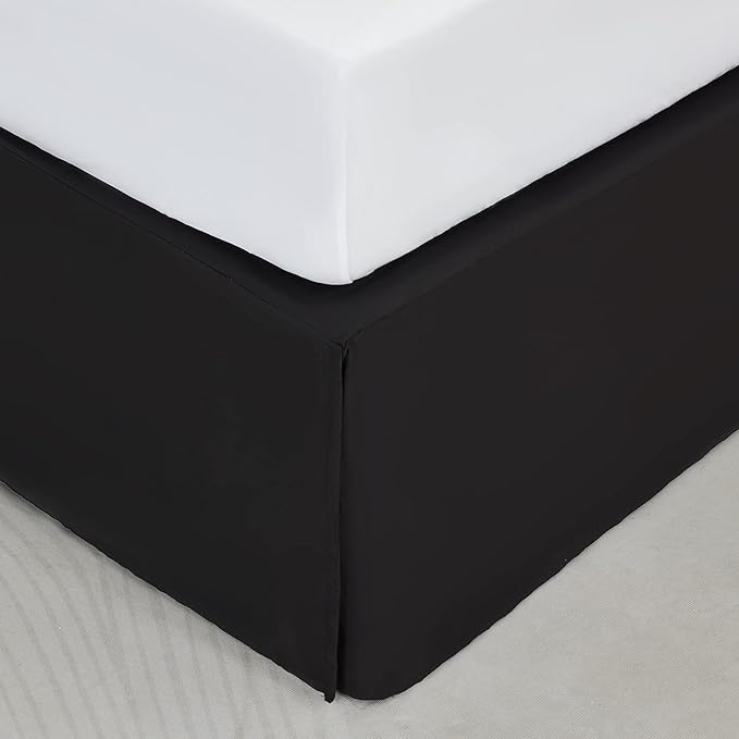 SONIVE Queen Bed Skirt,15" Drop Pleated Dust Ruffle,Classic Tailored Easy Fit Brushed Microfiber Skirts Hotel Quality Shrinkage & Fade Resistant Black