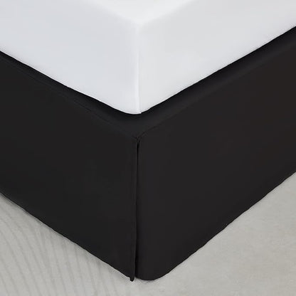 SONIVE Twin Bed Skirt,15" Drop Pleated Dust Ruffle,Classic Tailored Easy Fit Brushed Microfiber Skirts Hotel Quality Shrinkage & Fade Resistant Black