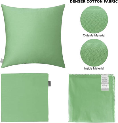 Thmyo 4-Pack 100% Cotton Comfortable Solid Decorative Throw Pillow Case, Square Cushion Cover Pillowcase Sublimation Blank Pillow Covers DIY Throw Pillowcase for Sofa(20x20 inch/ 50x50cm,Sage Green)