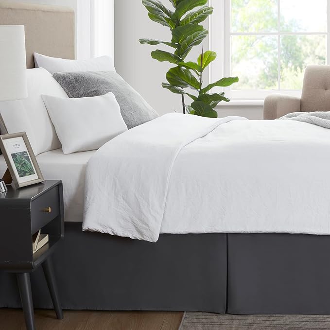 Nestl Dark Gray Twin XL Bed Skirt - Twin XL Size Bed Skirt 14 Inch Drop - Brushed Microfiber Bed Skirts - Hotel Quality Pleated Bed Skirt - Shrinkage & Fade Resistant