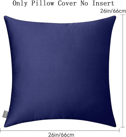 Thmyo 4-Pack 100% Cotton Comfortable Solid Decorative Throw Pillow Case Square Cushion Cover Pillowcase Sublimation Blank Pillow Covers Halloween DIY Throw Pillowcase(26x26inch/66x66cm,Dark Blue)