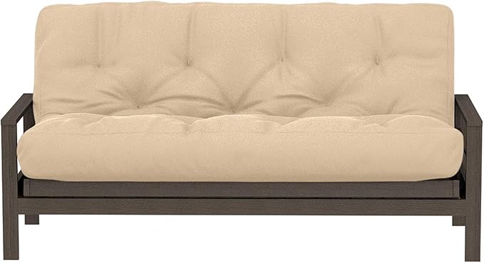 Royal Sleep Products by The Futon Factory 6 inch Memory Foam Futon Mattress - Solid Khaki Cover - Queen Size - CertiPUR Certified Foams - Made in USA - (Frame not Included)
