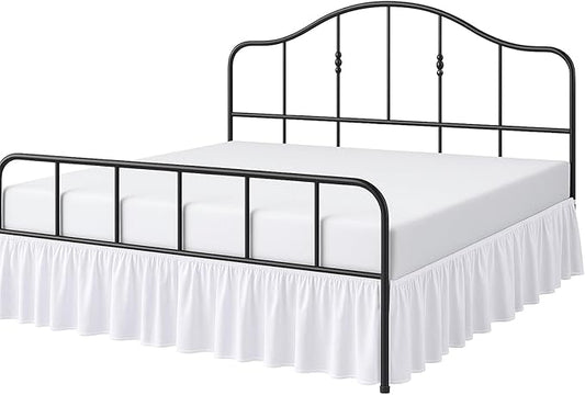 Cottington Lane Ruffled Bed Skirt King Size with Split Corner, Brushed Microfiber Hotel Quality White Dust Ruffle, 21 Inch Drop Gathered Bedskirt, Soft and Stylish, Shrinkage and Fade Resistant