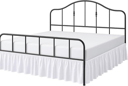 Cottington Lane Ruffled Bed Skirt Queen Size with Split Corner, Brushed Microfiber Hotel Quality White Dust Ruffle, 18 Inch Drop Gathered Bedskirt, Soft and Stylish, Shrinkage and Fade Resistant