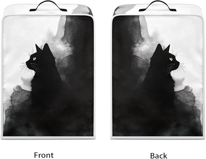 Coffee Maker Cover – Dust Protection Stain Resistant Washable Appliance Cover Kitchen Decoration Gifts For Coffee Lovers Ink-wash Cat Print