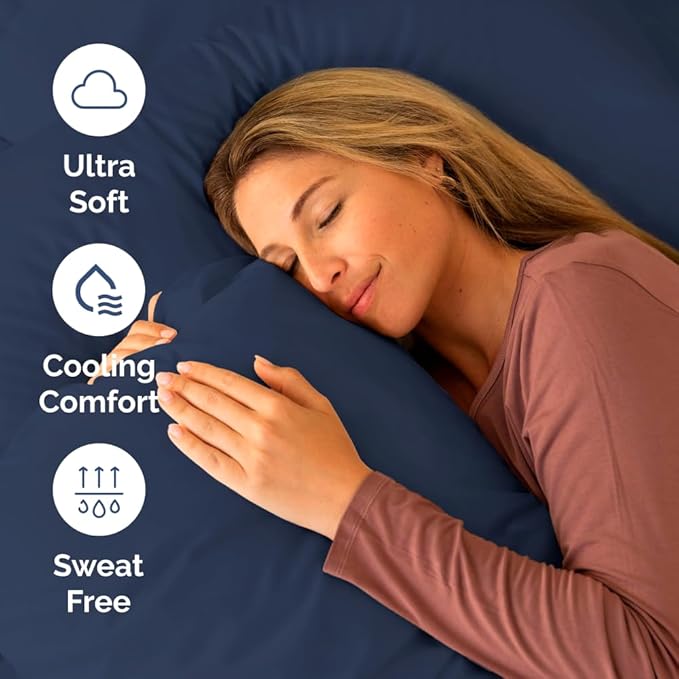 Cot Sheet Set 30” x 75” – 4 Piece Cot Size Narrow Twin Mattress Sheets – Ideal for Camper Bunk, RVs, Bunks, Day Care & Camping - Fits 6” to 10” Mattress, Ultra-Soft, Breathable & Cooling - Navy Blue