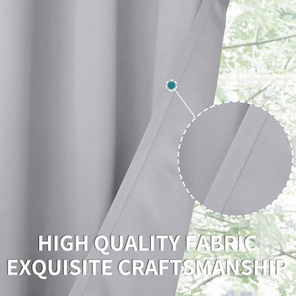 BGment Short Blackout Curtains 40 Inches Long for Kitchen Window - Rod Pocket Thermal Insulated Drapes with Rod Pocket Privacy for Bedroom Bathroom Windows, 42 x 40 Inch, 2 Panels, Light Grey