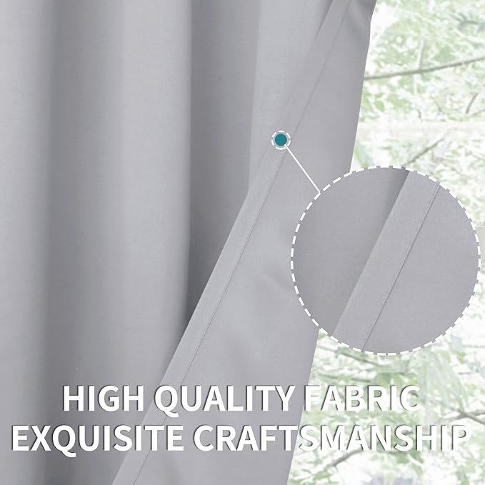 BGment Short Blackout Curtains 36 Inches Length - Rod Pocket Thermal Insulated Room Darkening Window Drapes for Kitchen Bedroom Bathroom, Light Grey, 2 Panels, 42 x 36 Inch