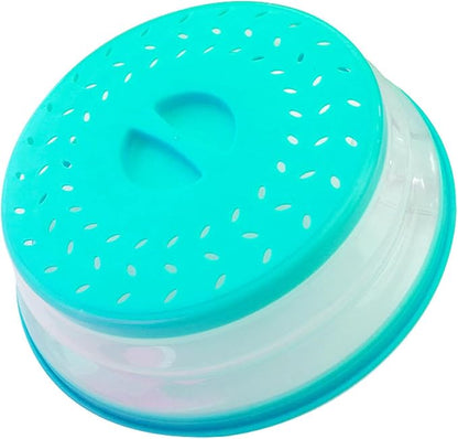 Collapsible Microwave Splatter Cover, 10.5 Inch, Microwave Plate Cover With Steam Vent (Sky blue)