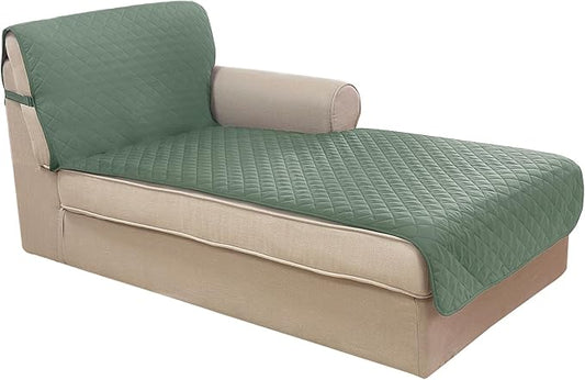 U-NICE HOME Sectional Couch Cover for Dogs Chaise Lounge Reversible Sofa Cover Furniture Protector Cover for Pets with Elastic Adjustable Strap (Chaise Lounge, Greyish Green/Taupe)