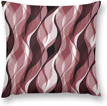 Burgundy Throw Pillow Covers Modern Abstract Ombre Burgundy Striped Decorations for Bedroom Living Room Farmhouse Sofa Pillows Bed Couch 18x18 Inch
