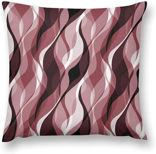 Burgundy Throw Pillow Covers Modern Abstract Ombre Burgundy Striped Decorations for Bedroom Living Room Farmhouse Sofa Pillows Bed Couch 18x18 Inch