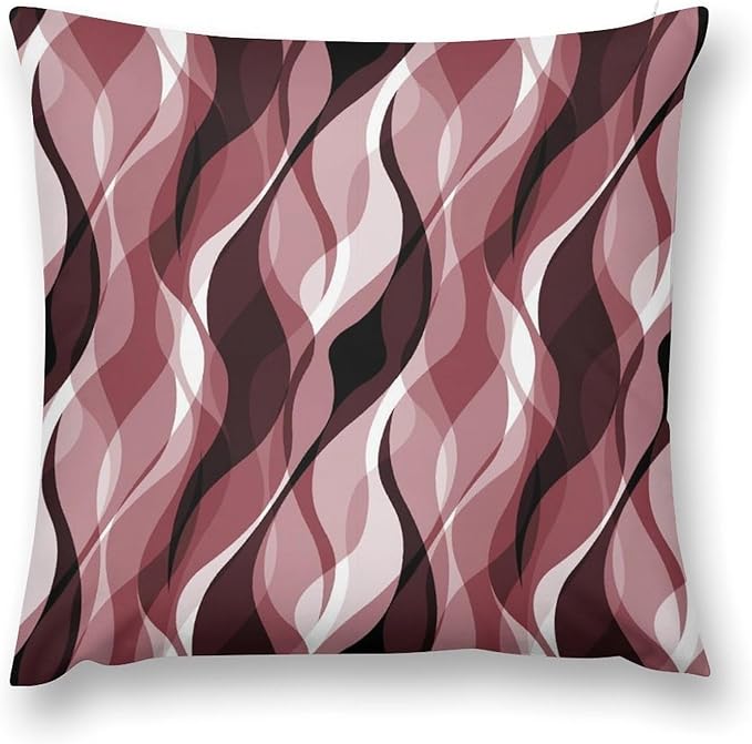 Burgundy Throw Pillow Covers Modern Abstract Ombre Burgundy Striped Decorations for Bedroom Living Room Farmhouse Sofa Pillows Bed Couch 16x16 Inch