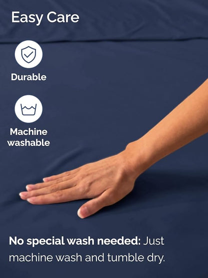 Extra Deep Full Fitted Sheet - Hotel Luxury Single Fitted Sheet Only - Easily Fits 18 inch to 24 inch Mattress - Ultra Soft, Wrinkle & Fade Free w/Extra Deep Pockets - Breathable & Comfy - Navy Blue