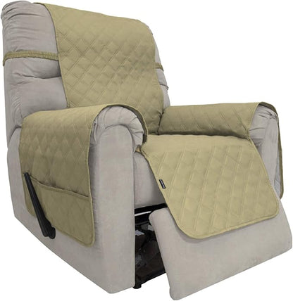 Easy-Going Sofa Slipcover Waterproof Recliner Chair Cover Non-Slip Fabric Couch Cover for Living Room Washable Furniture Protector for Pets Kids Children Dog Cat (Recliner, Sand)