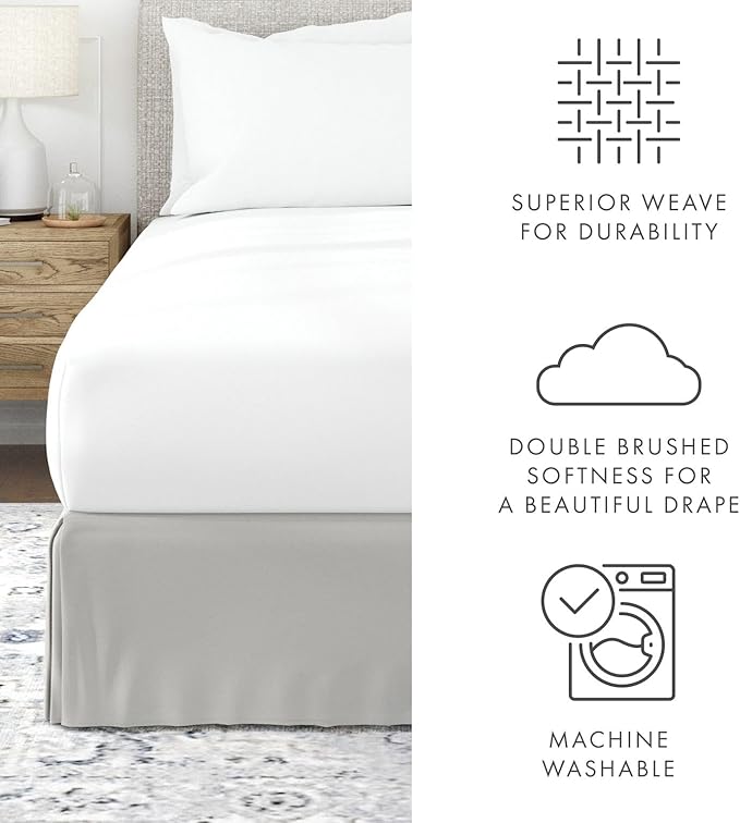 Linen Market Pleated Bed Skirt, Twin X-Large, Light Gray