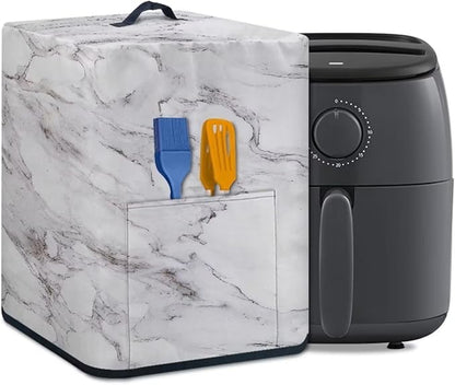 Air Fryer Cover Dust Cover, Dust Protection Insulated Kitchen Appliance Cover with Top Handle and Front Pockets for Women Gift, White Marble