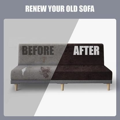 molasofa Leather Like Stretch Futon Slipcover Armless Futon Bed Sofa Cover Furniture Protector with Elastic Bottom, Soft and Washable Futon Cover for Sofa Bed Stay in Place（X Larger，Chocolate）