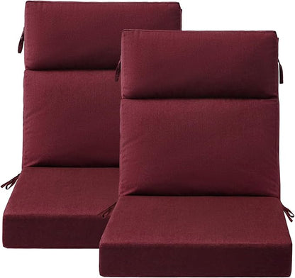 Sunbrella Outdoor High Back Chair Cushion Seat Pads, 44 x 21 Inch Water-Repellent & Fade-Resistant Patio Furniture Cushions with Ties for Adirondack, Rocking Chairs, Spectrum Ruby