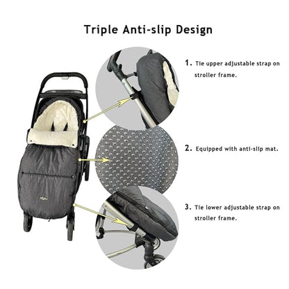 CozyMe Stroller Footmuff - Adjustable Winter Stroller Blanket Evolution for Toddler, Multi Purpose Fleece Lined Warm Hooded Bunting Bag for Baby, Water Repellent | (6M - 4T)