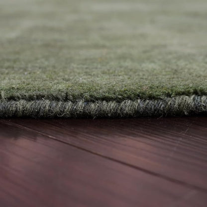 Hand Knotted Loom Wool ECO-Friendly Area Rugs - 6'x6', Octagon, Green Color, Solid Plain Design, High Pile Thick Handmade Anti Skid Area Rugs for Living Room, Bed Room (L00111)