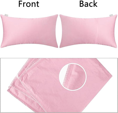 4-Pack 100% Cotton Lumbar Comfortable Solid Decorative Throw Pillow Case,Thmyo Rectangle Cushion Cover Pillowcase Sublimation Blank Pillow Covers DIY Throw Pillowcase(12x20inch/30x50cm, Pink)