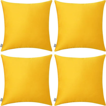 4-Pack Cotton Comfortable Solid Decorative Throw Pillow Case Square Cushion Cover Pillowcase (Cover Only,No Insert)(20x20inch/50x50cm, Yellow)
