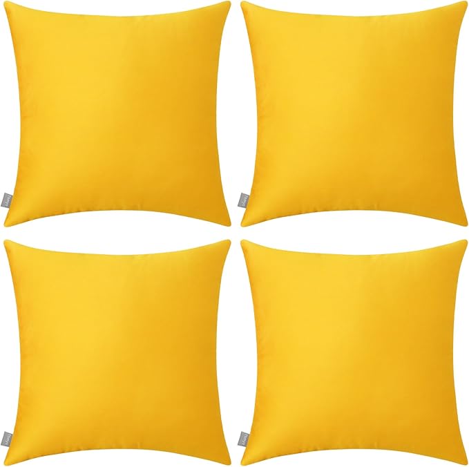 4-Pack 100% Cotton Comfortable Solid Decorative Throw Pillow Case,Thmyo Square Cushion Cover Pillowcase Sublimation Blank Pillow Covers DIY Throw Pillowcase for Sofa Couch(26x26 inch/ 66x66cm,Yellow)