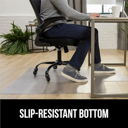 GORILLA GRIP Office Chair Mat for Hardwood Floors, 29x47 Smooth Glide Slip Resistant Under Desk Hard Wood Floor Protector, Stay in Place Plastic Computer Mats for Rolling Office Chairs, Clear Lip
