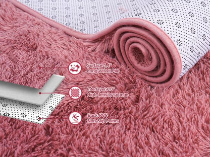 Blush Fluffy Area Rugs for Living Room, Soft Shaggy Carpets for Living Room, Upgrade Anti-Skid Fuzzy Rugs for Kids' Room, Perfect Decor for Modern Home 5x7 Feet