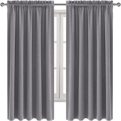 DWCN Blackout Curtains for Bedroom – Rod Pocket Thermal Insulated Noise Reducing Noise Reducing Drapes for Living Room, W 60 x L 63 Inch, 2 Panels, Grey