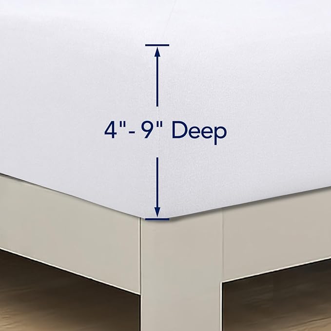 PureFit Stretchy Box Spring Cover Full - Elastic Fitted Box Spring Wrap Around 4 Sides, Wrinkle & Fading Resistant Fits Full Size Beds, White