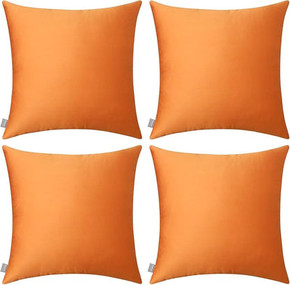 Thmyo 4-Pack 100% Cotton Comfortable Solid Decorative Throw Pillow Cases Square Cushion Cover Pillowcases Thanksgiving DIY Throw Pillow Covers for Sofa Bed Car(20x20 inch/50x50cm,Fall Orange)