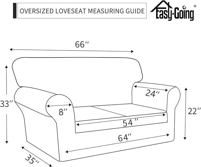 Easy-Going Waterproof Oversized Loveseat Covers Leakproof Couch Cover for 2 Cushion Couch Sofa Cover Washable Sofa Slipcover Non-Slip Furniture Protector with Pocket for Pets (Medium-XL, Brown)