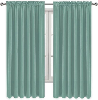 DWCN Blackout Curtains for Living Room Thermal Insulated, Energy Saving & Noise Reducing Bedroom Curtains, Sage Green, W 70x L 72 Inch, Set of 2 Rod Pocket Curtain Panels